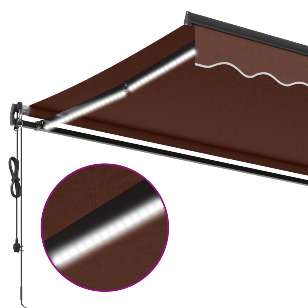 Luifel automatisch uittrekbaar met LED's 350x250 cm bruin is nu te koop bij PeponiXL, paradijselijk wonen!