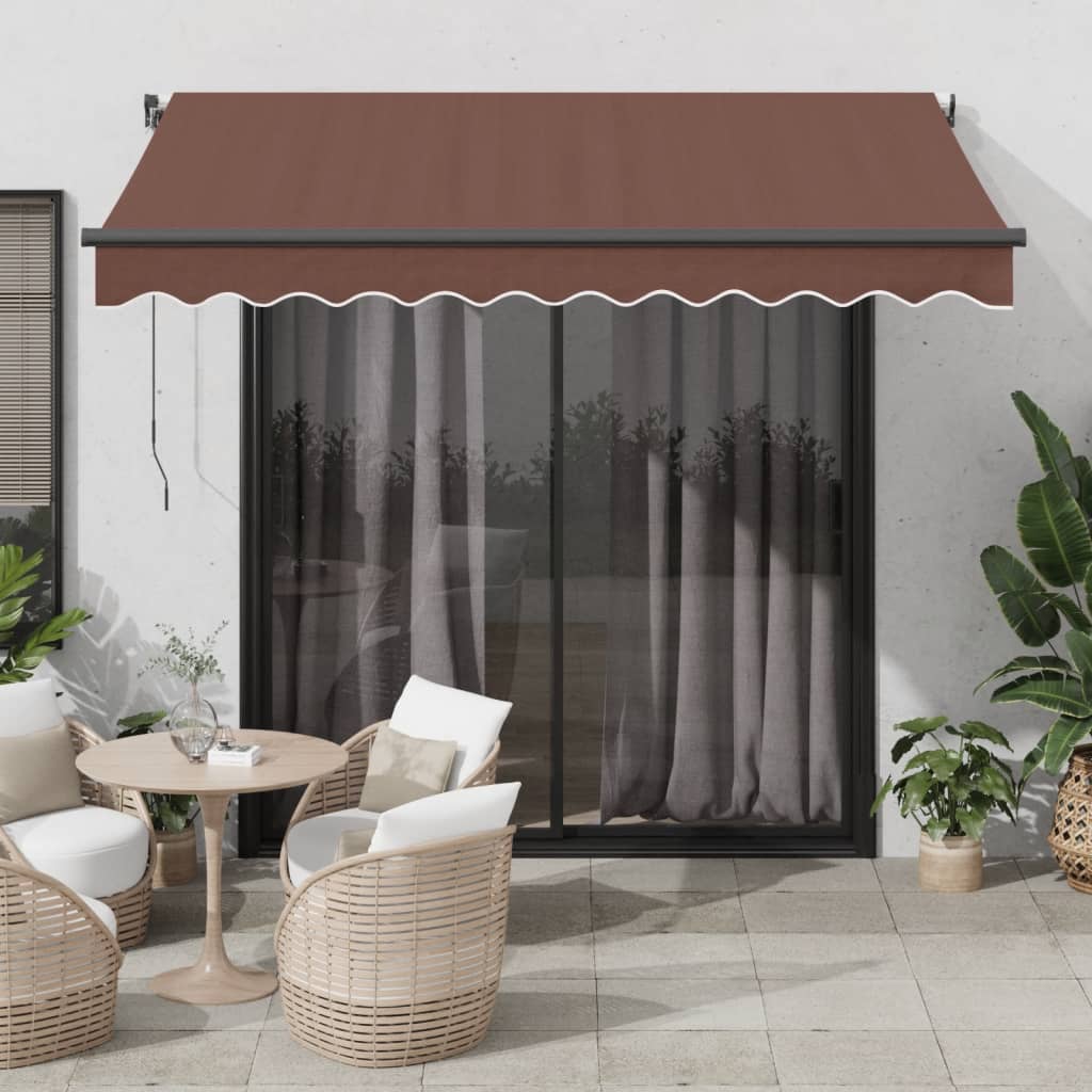 Luifel automatisch uittrekbaar met LED's 350x250 cm bruin is nu te koop bij PeponiXL, paradijselijk wonen!