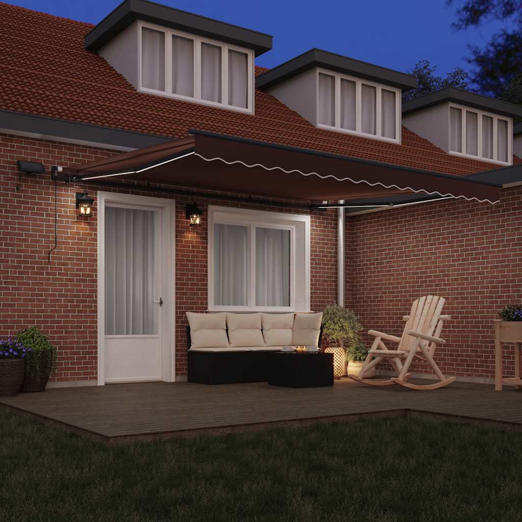 Luifel handmatig uittrekbaar met LED's 400x300 cm bruin is nu te koop bij PeponiXL, paradijselijk wonen!