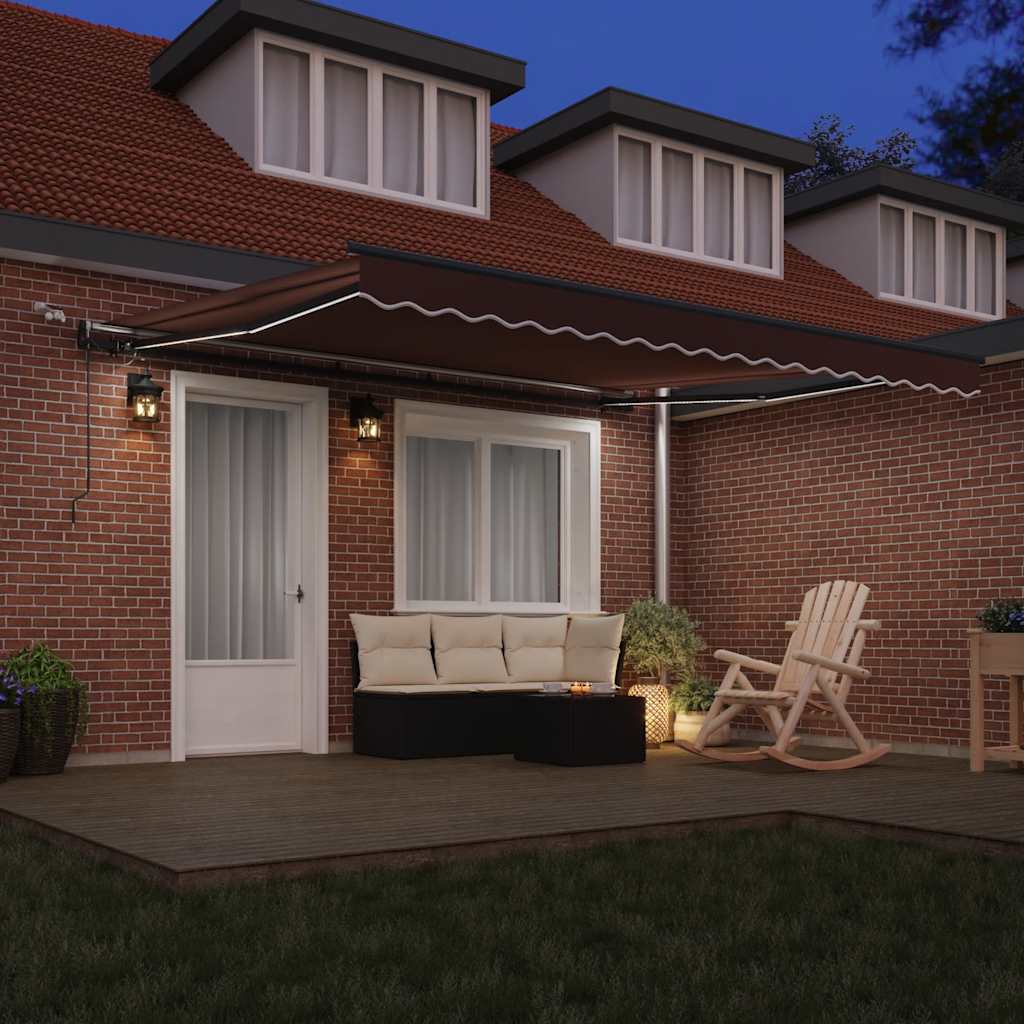 Luifel automatisch uittrekbaar met LED's 400x300 cm bruin is nu te koop bij PeponiXL, paradijselijk wonen!