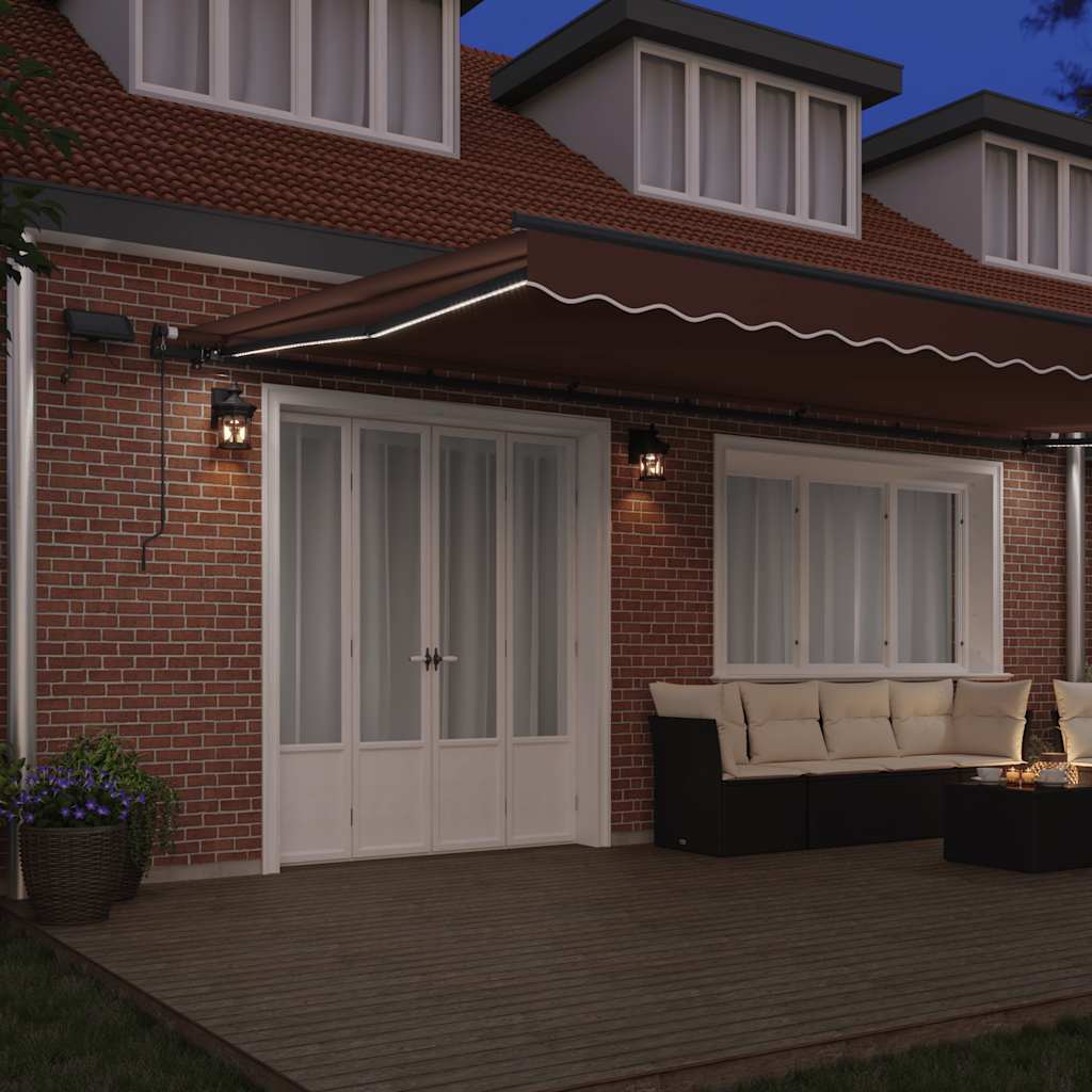 Luifel handmatig uittrekbaar met LED's 600x300 cm bruin is nu te koop bij PeponiXL, paradijselijk wonen!