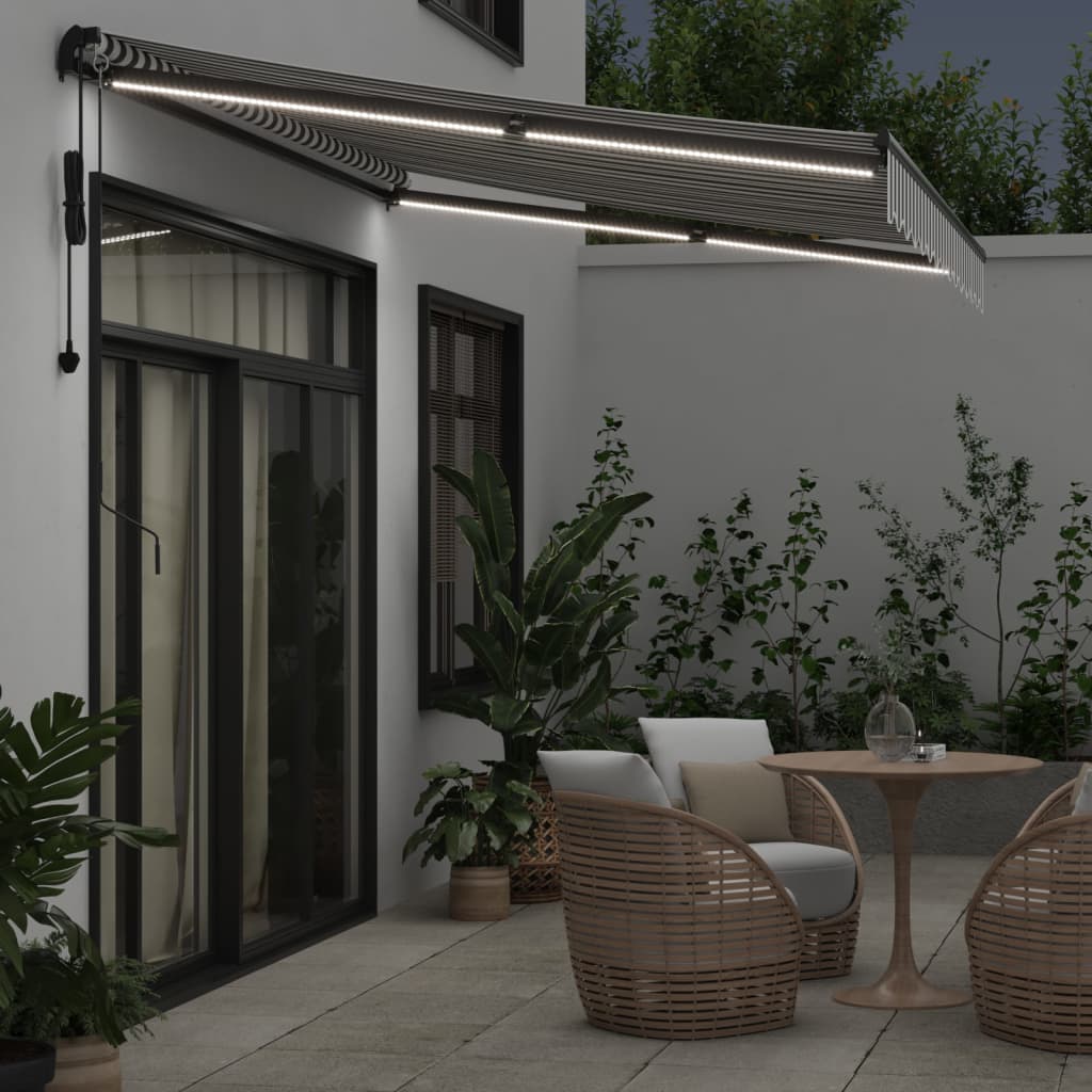 Luifel automatisch uittrekbaar LED 350x250 cm antraciet en wit is nu te koop bij PeponiXL, paradijselijk wonen!