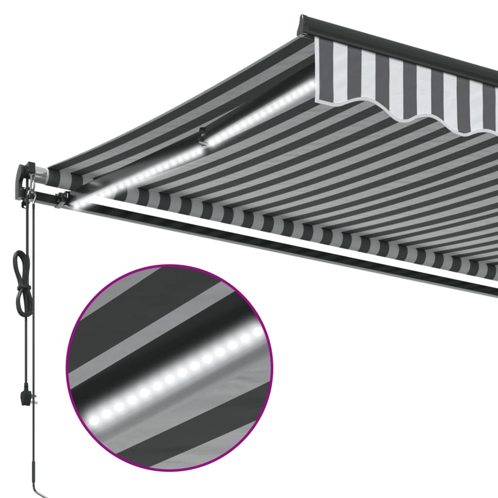 Luifel automatisch uittrekbaar LED 350x250 cm antraciet en wit is nu te koop bij PeponiXL, paradijselijk wonen!