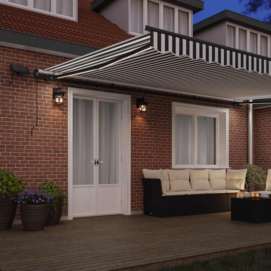 Luifel handmatig uittrekbaar en LED 500x300 cm antraciet en wit is nu te koop bij PeponiXL, paradijselijk wonen!