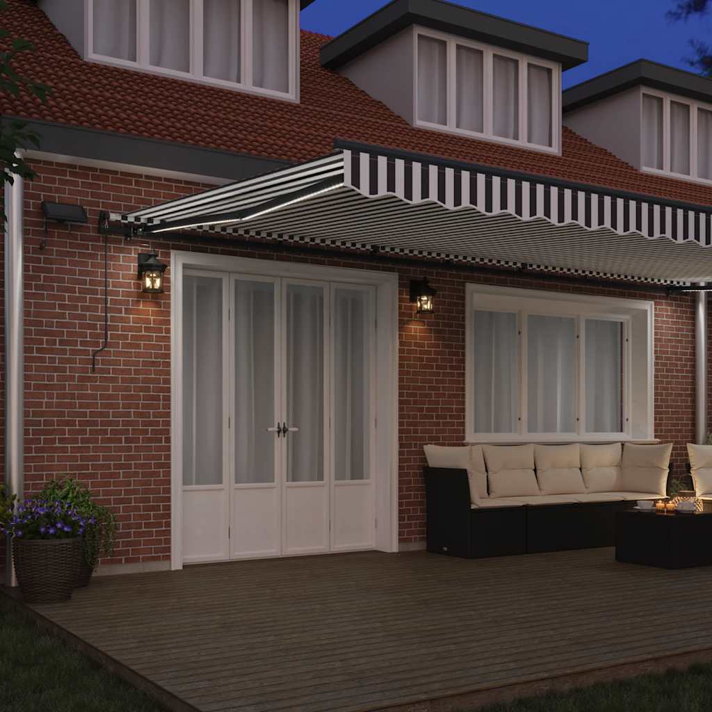 Luifel handmatig uittrekbaar en LED 600x300 cm antraciet en wit is nu te koop bij PeponiXL, paradijselijk wonen!