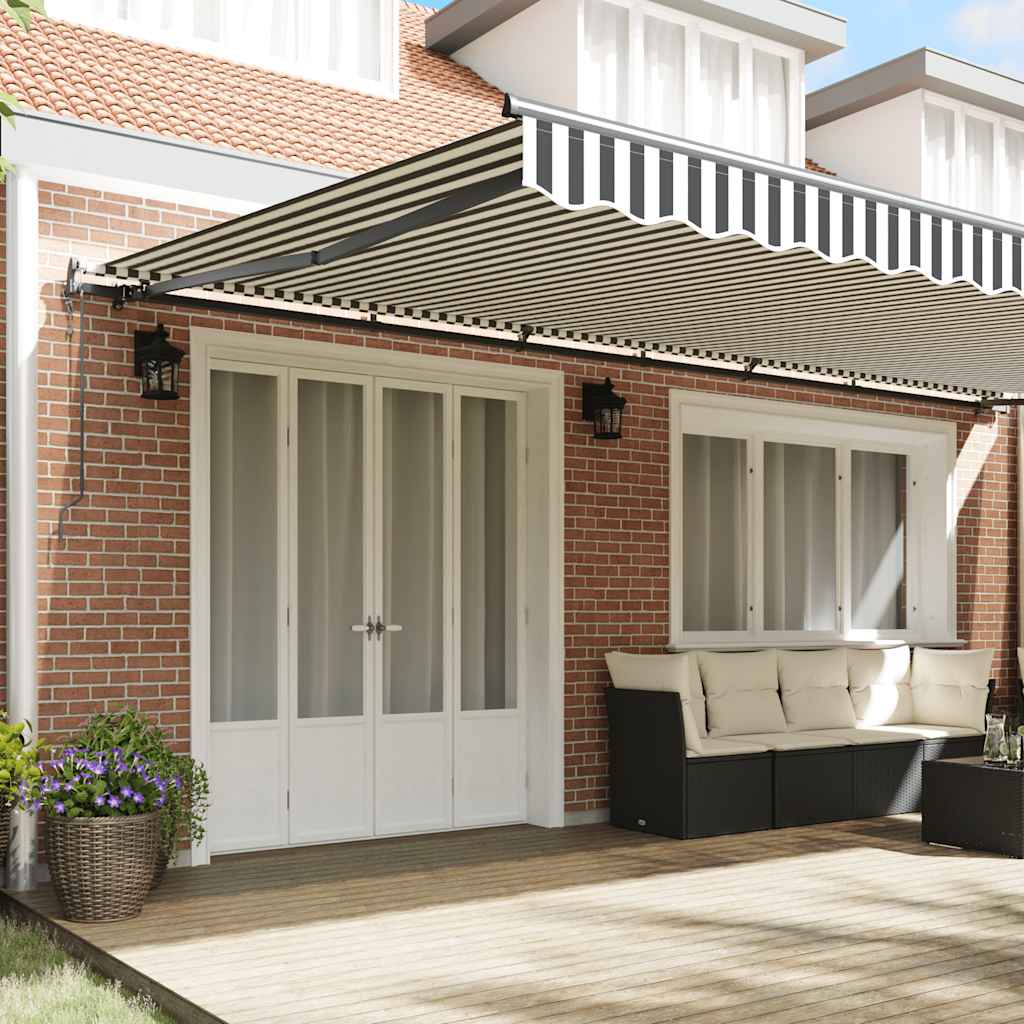 Luifel automatisch uittrekbaar 600x300 cm antracietkleur en wit is nu te koop bij PeponiXL, paradijselijk wonen!