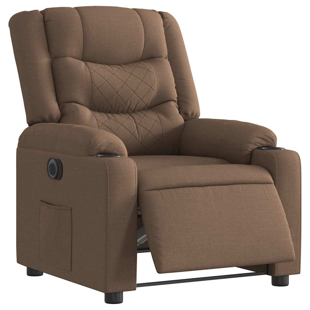 Fauteuil verstelbaar elektrisch stof bruin is nu te koop bij PeponiXL, paradijselijk wonen!