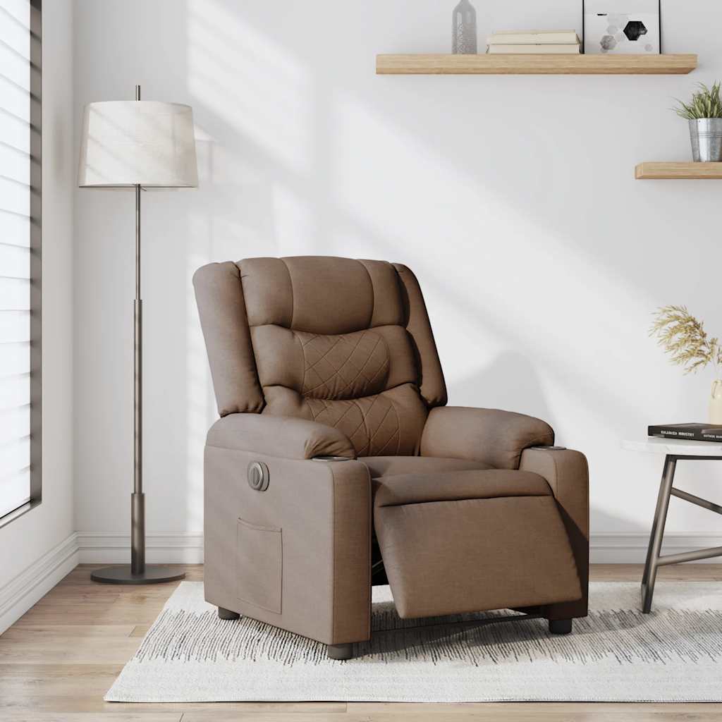Fauteuil verstelbaar elektrisch stof bruin is nu te koop bij PeponiXL, paradijselijk wonen!