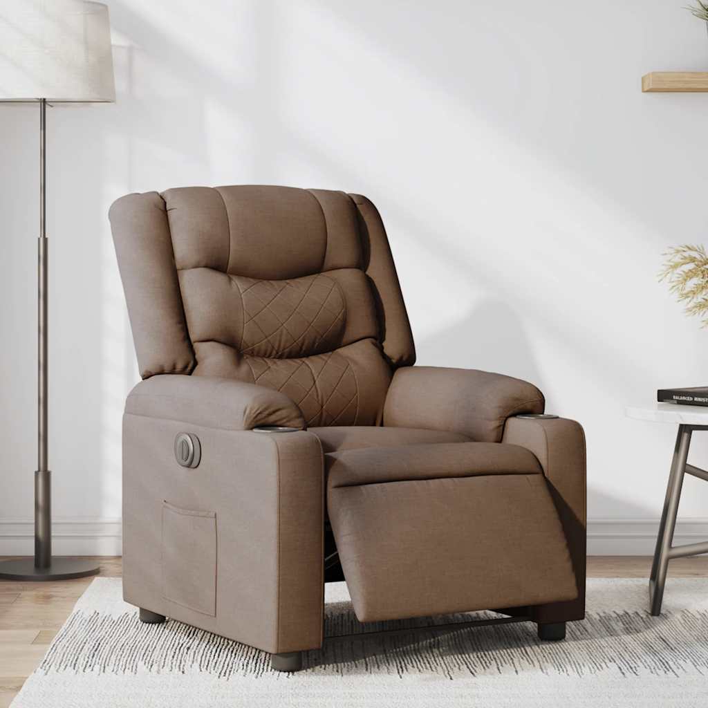 Fauteuil verstelbaar elektrisch stof bruin is nu te koop bij PeponiXL, paradijselijk wonen!