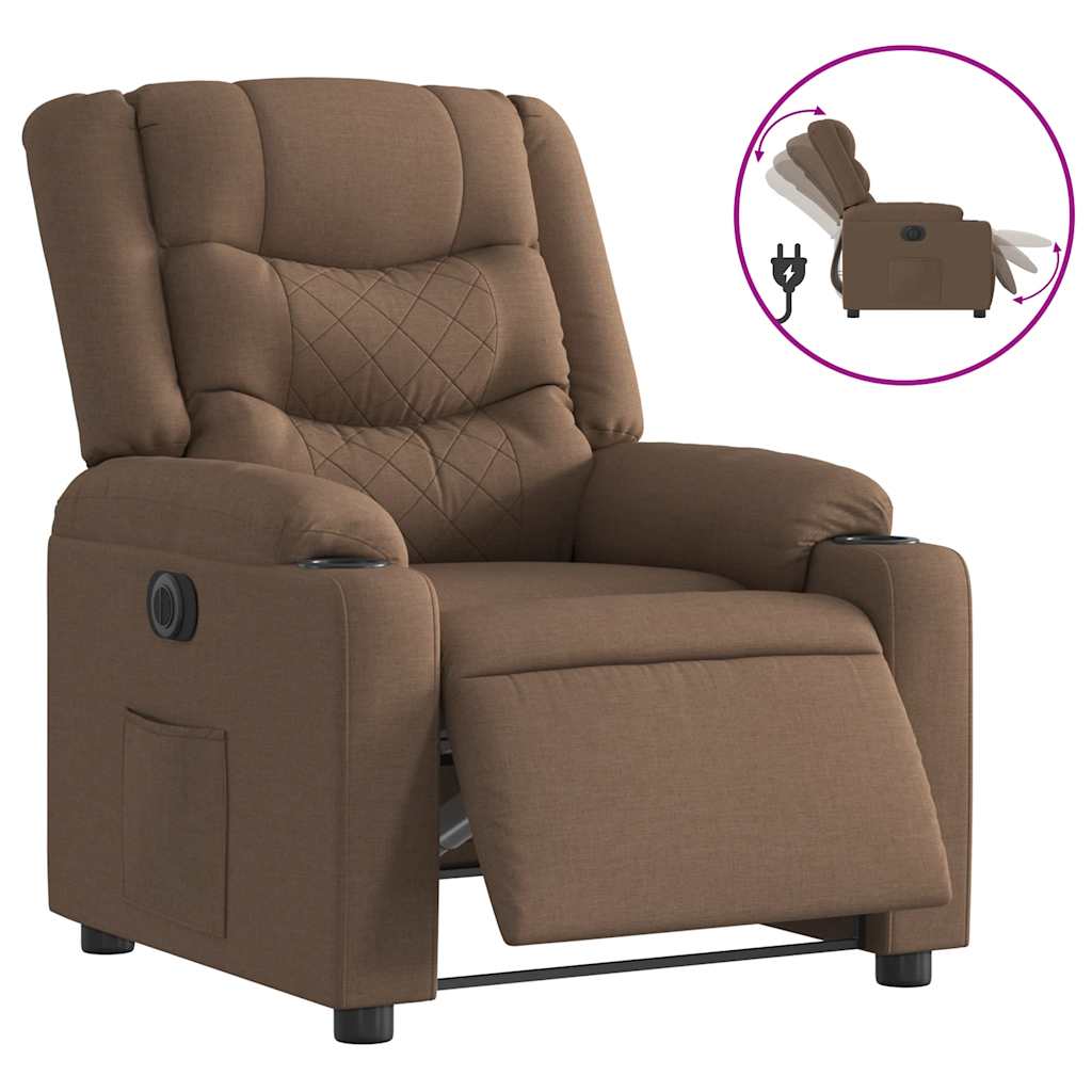 Fauteuil verstelbaar elektrisch stof bruin is nu te koop bij PeponiXL, paradijselijk wonen!