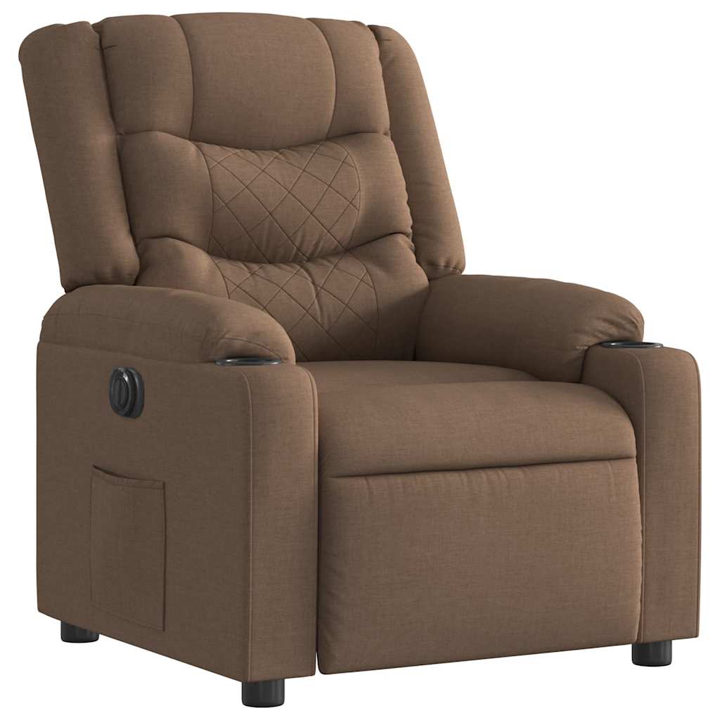 Fauteuil verstelbaar elektrisch stof bruin is nu te koop bij PeponiXL, paradijselijk wonen!