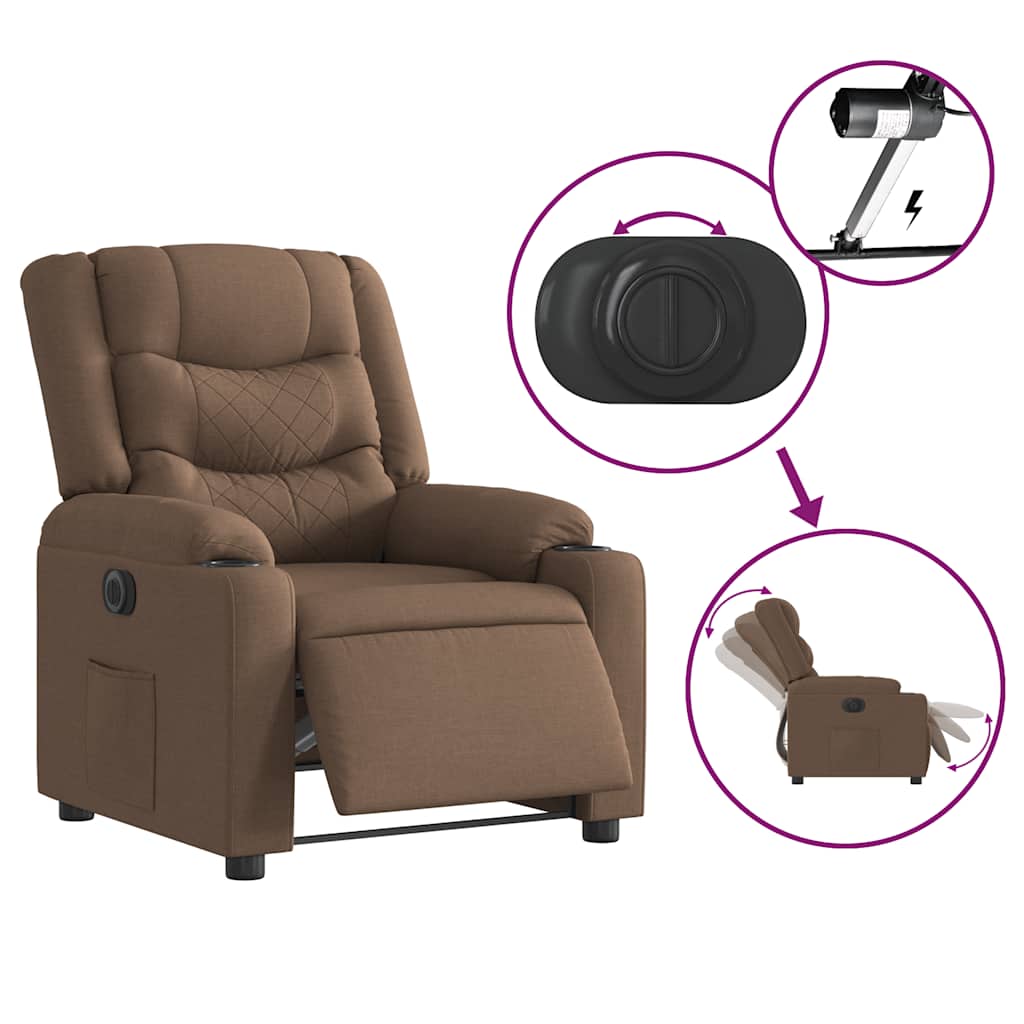 Fauteuil verstelbaar elektrisch stof bruin is nu te koop bij PeponiXL, paradijselijk wonen!