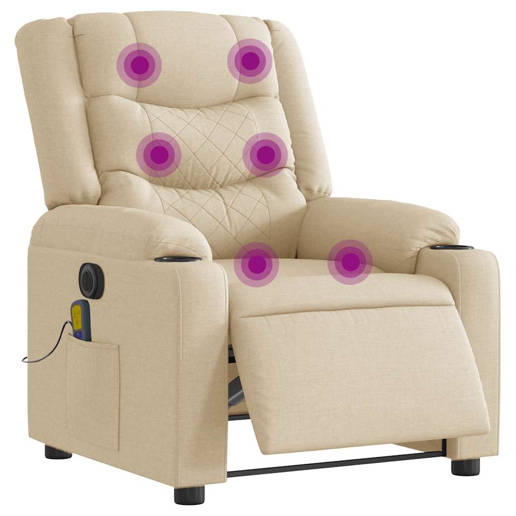 Massagestoel elektrisch verstelbaar stof crèmekleurig is nu te koop bij PeponiXL, paradijselijk wonen!