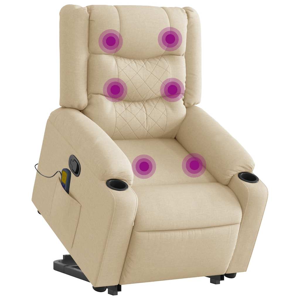 Sta-op-massagestoel verstelbaar stof crèmekleurig is nu te koop bij PeponiXL, paradijselijk wonen!