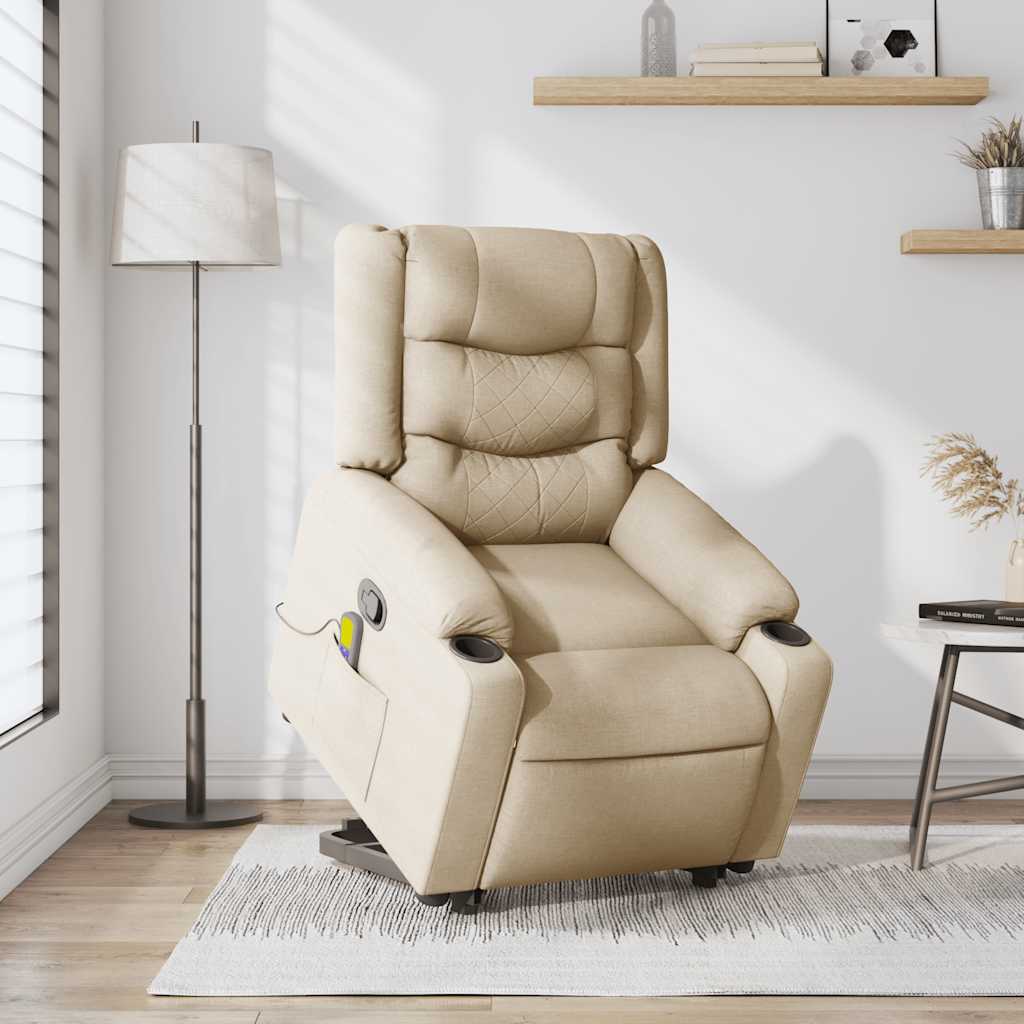 Sta-op-massagestoel verstelbaar stof crèmekleurig is nu te koop bij PeponiXL, paradijselijk wonen!