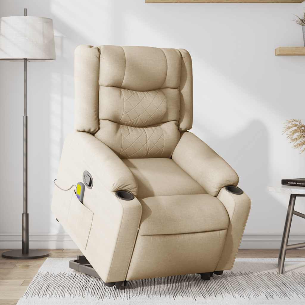 Sta-op-massagestoel verstelbaar stof crèmekleurig is nu te koop bij PeponiXL, paradijselijk wonen!
