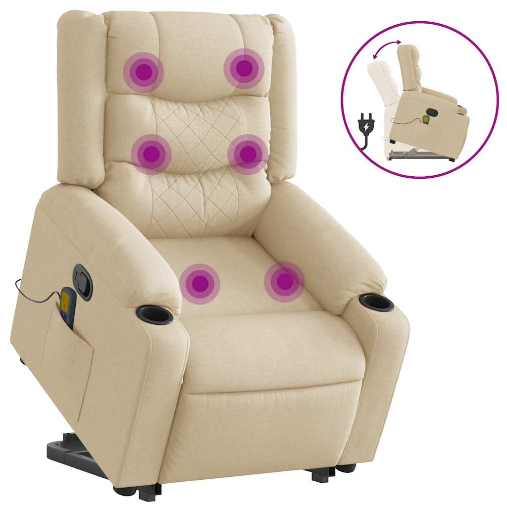 Sta-op-massagestoel verstelbaar stof crèmekleurig is nu te koop bij PeponiXL, paradijselijk wonen!
