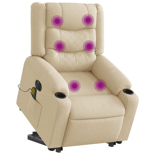 Sta-op-massagestoel elektrisch verstelbaar stof crèmekleurig is nu te koop bij PeponiXL, paradijselijk wonen!