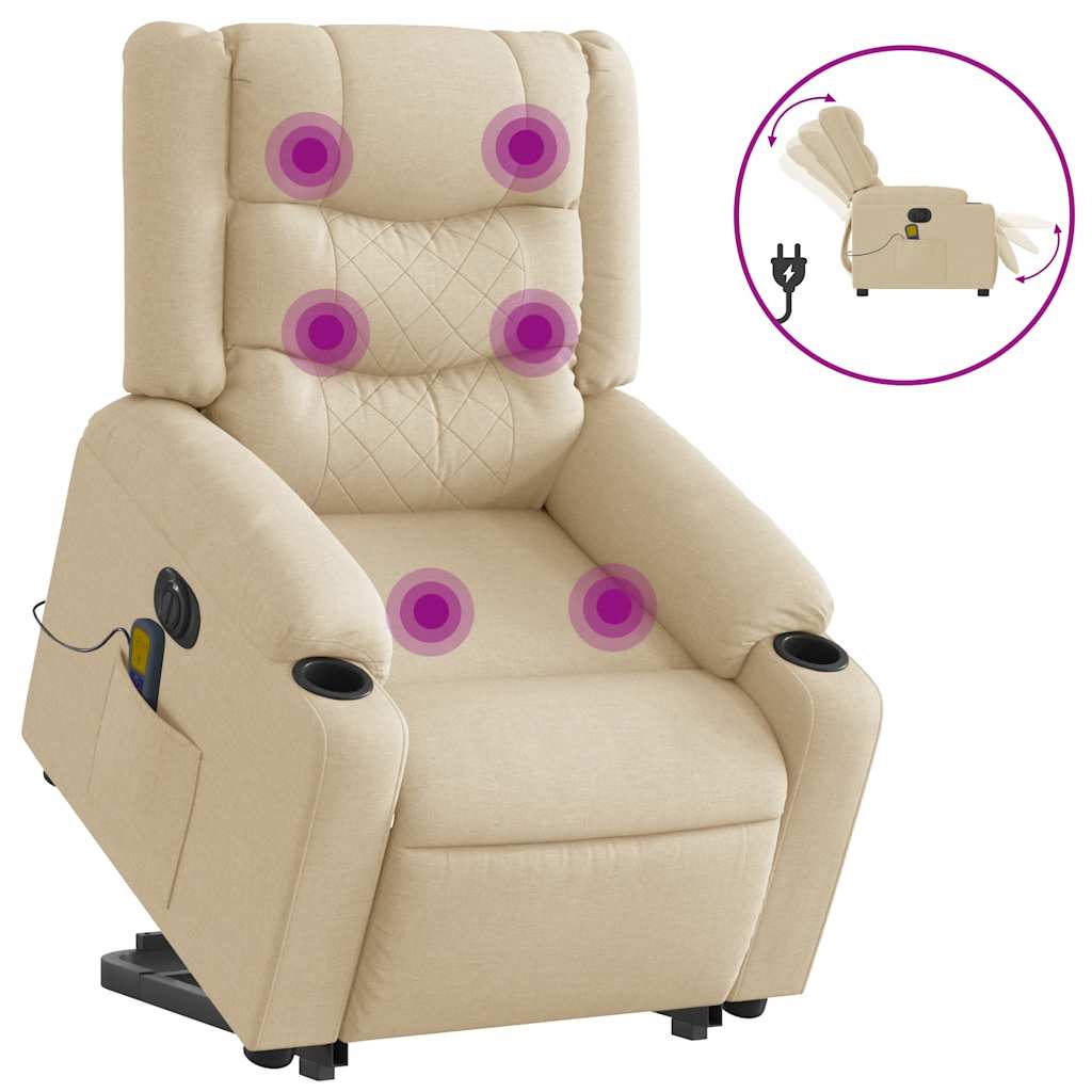 Sta-op-massagestoel elektrisch verstelbaar stof crèmekleurig is nu te koop bij PeponiXL, paradijselijk wonen!