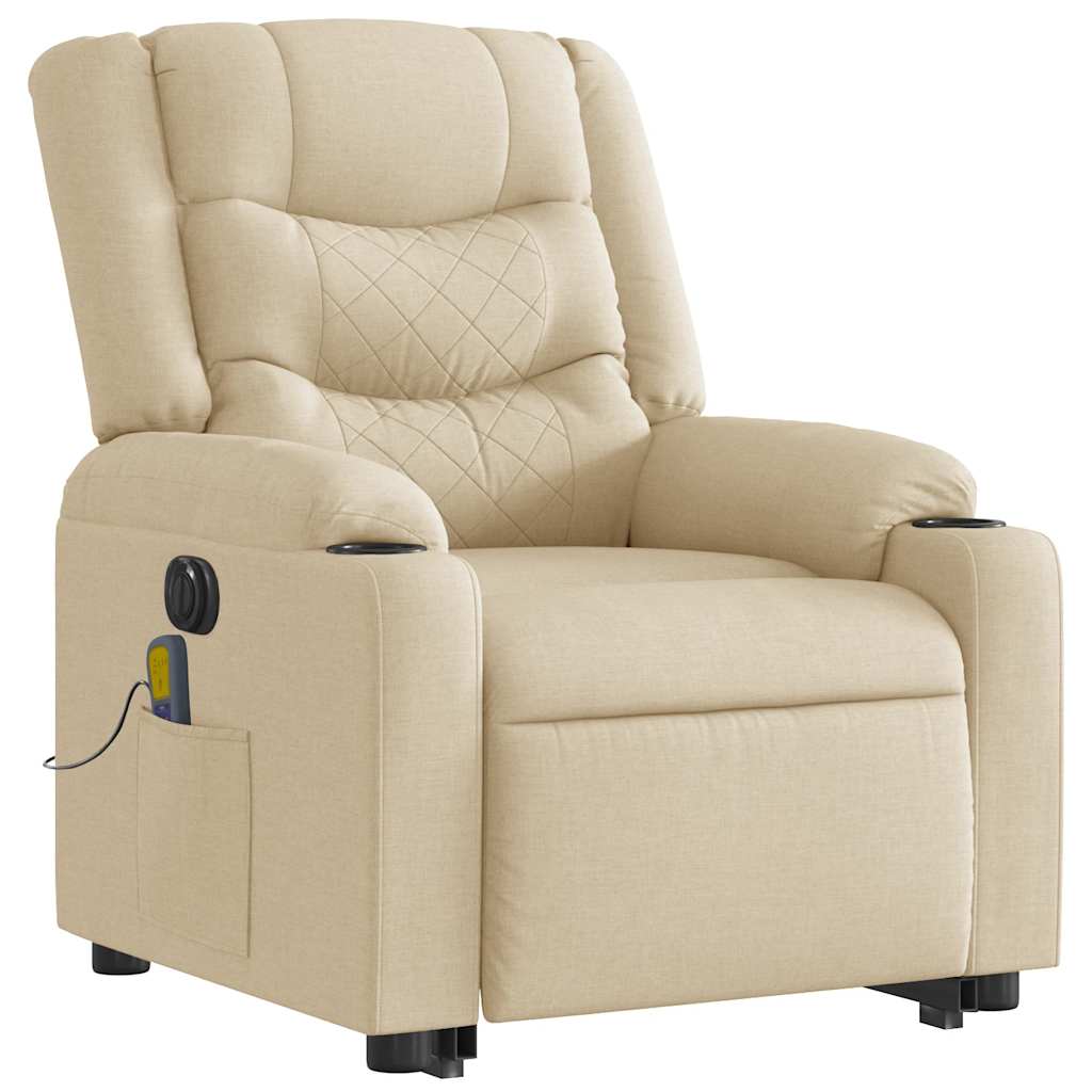 Sta-op-massagestoel elektrisch verstelbaar stof crèmekleurig is nu te koop bij PeponiXL, paradijselijk wonen!