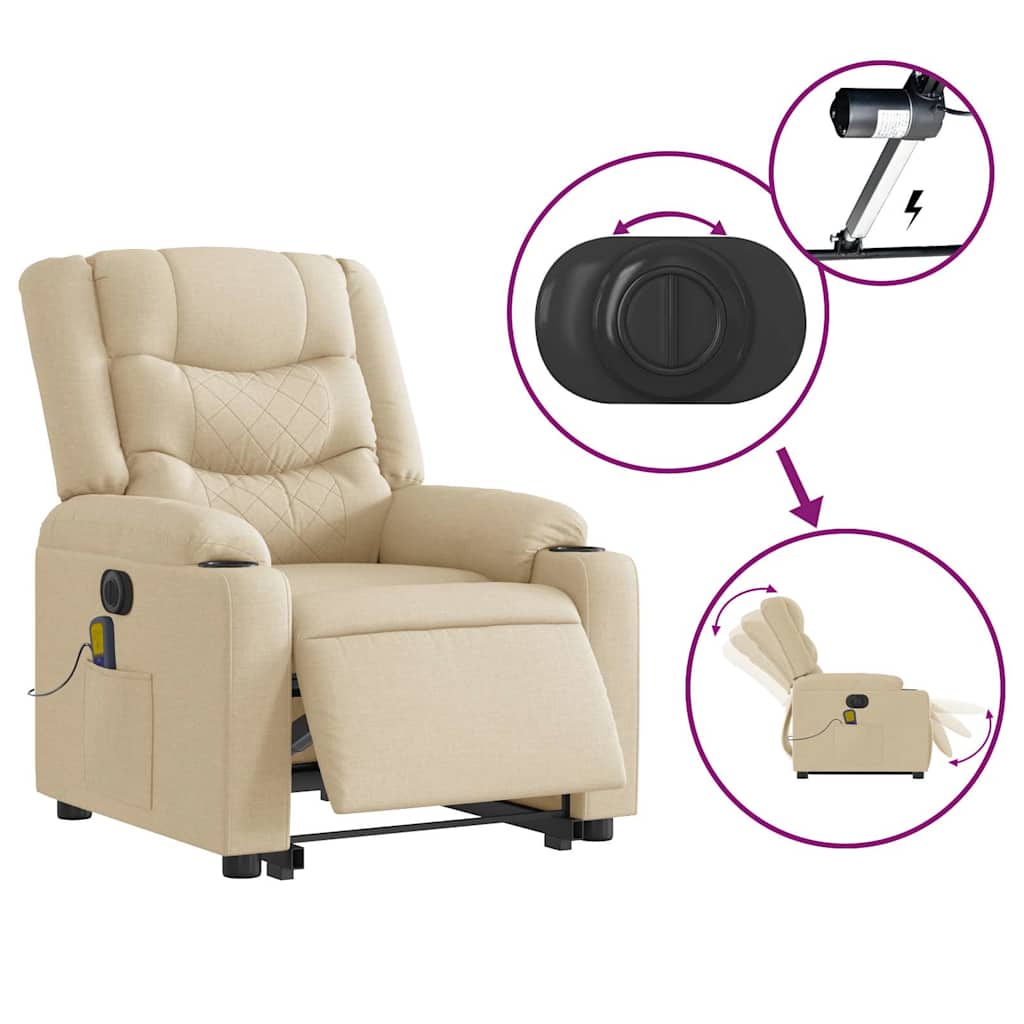 Sta-op-massagestoel elektrisch verstelbaar stof crèmekleurig is nu te koop bij PeponiXL, paradijselijk wonen!