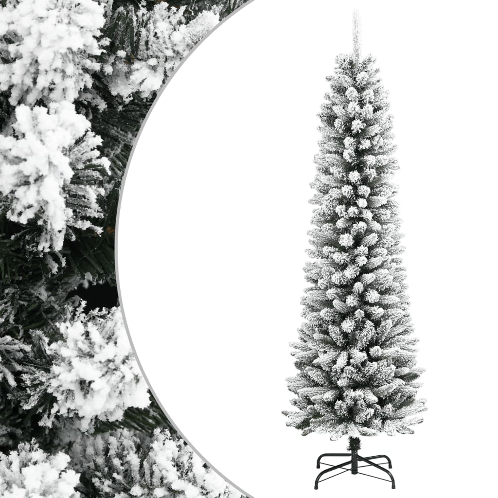 Kunstkerstboom met sneeuw smal 150 cm PVC en PE is nu te koop bij PeponiXL, paradijselijk wonen!