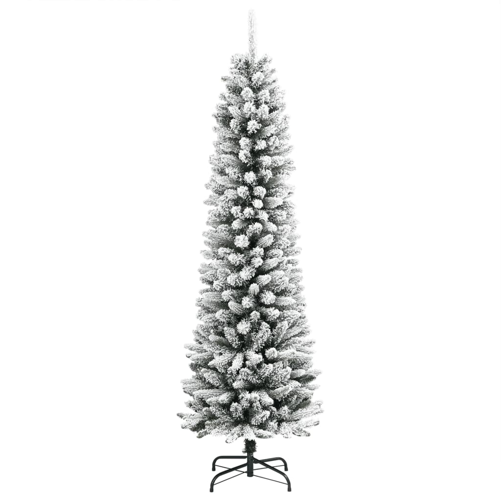 Kunstkerstboom met sneeuw smal 240 cm PVC en PE is nu te koop bij PeponiXL, paradijselijk wonen!