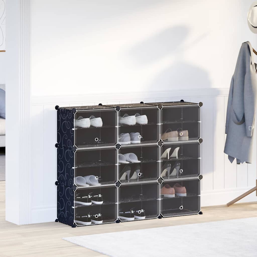 Opbergmeubel met 9 vakken en deuren polypropeen zwart is nu te koop bij PeponiXL, paradijselijk wonen!