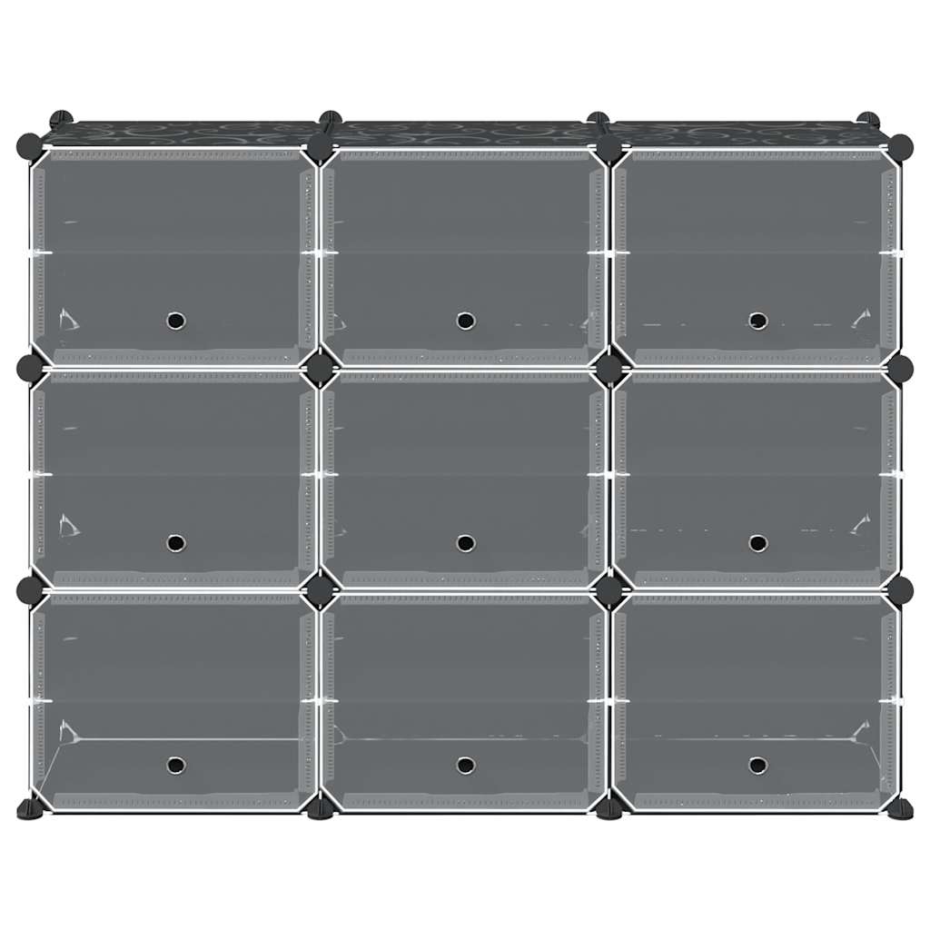 Opbergmeubel met 9 vakken en deuren polypropeen zwart is nu te koop bij PeponiXL, paradijselijk wonen!