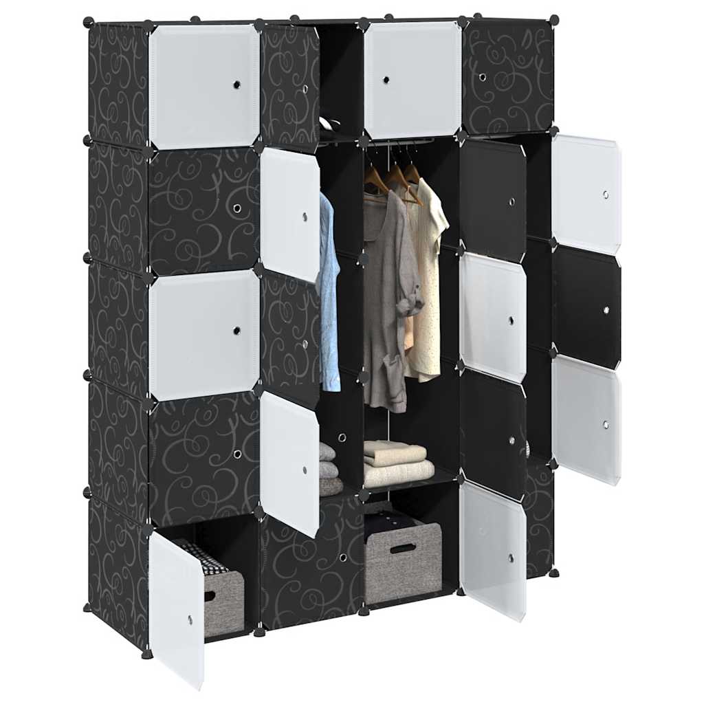 Opbergmeubel met 20 vakken en ophangstangen polypropeen is nu te koop bij PeponiXL, paradijselijk wonen!