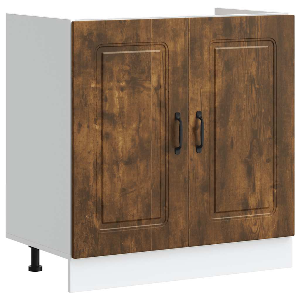 Spoelbakonderkast Kalmar 80x46x81,5cm bewerkt hout gerookteiken is nu te koop bij PeponiXL, paradijselijk wonen!