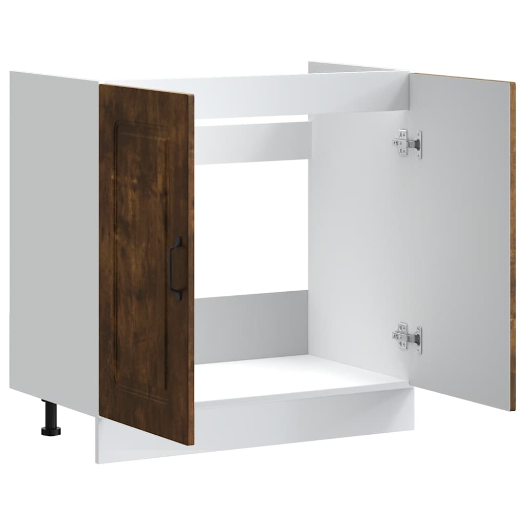 Spoelbakonderkast Kalmar 80x46x81,5cm bewerkt hout gerookteiken is nu te koop bij PeponiXL, paradijselijk wonen!