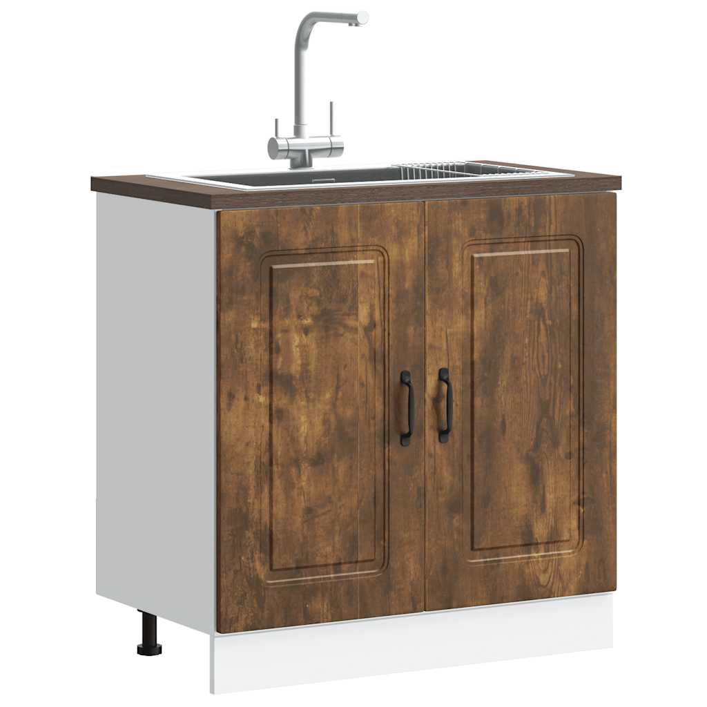 Spoelbakonderkast Kalmar 80x46x81,5cm bewerkt hout gerookteiken is nu te koop bij PeponiXL, paradijselijk wonen!