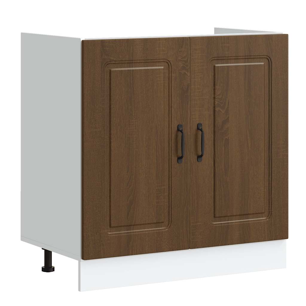 Spoelbakonderkast Kalmar 80x46x81,5 cm hout bruin eikenkleurig is nu te koop bij PeponiXL, paradijselijk wonen!
