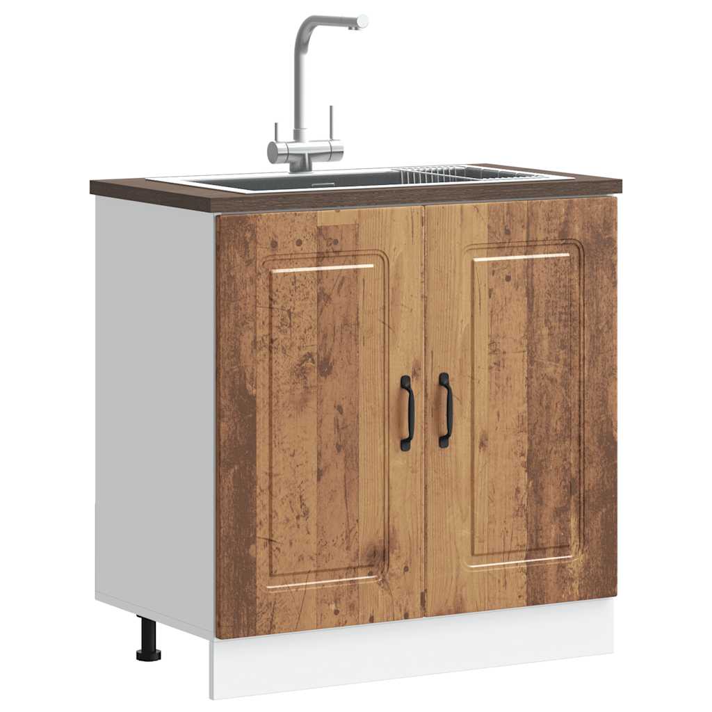 Spoelbakonderkast Kalmar 80x46x81,5 cm bewerkt hout oud hout is nu te koop bij PeponiXL, paradijselijk wonen!