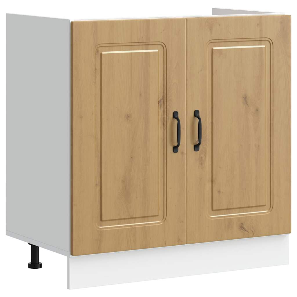 Spoelbakonderkast Kalmar 80x46x81,5 cm hout artisanaal eiken is nu te koop bij PeponiXL, paradijselijk wonen!