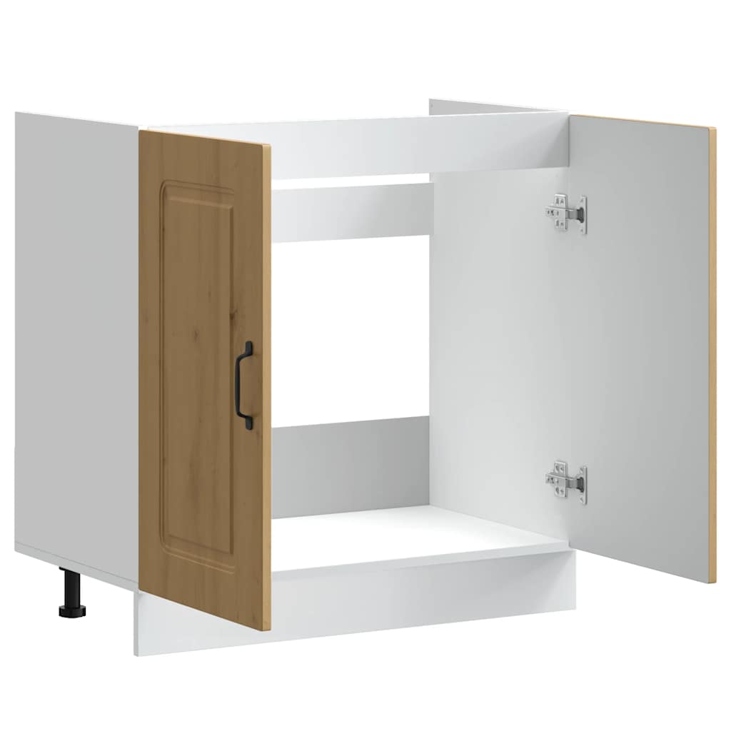 Spoelbakonderkast Kalmar 80x46x81,5 cm hout artisanaal eiken is nu te koop bij PeponiXL, paradijselijk wonen!