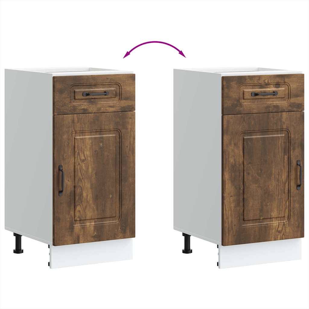 Onderkast Kalmar bewerkt hout gerookt eikenkleurig is nu te koop bij PeponiXL, paradijselijk wonen!
