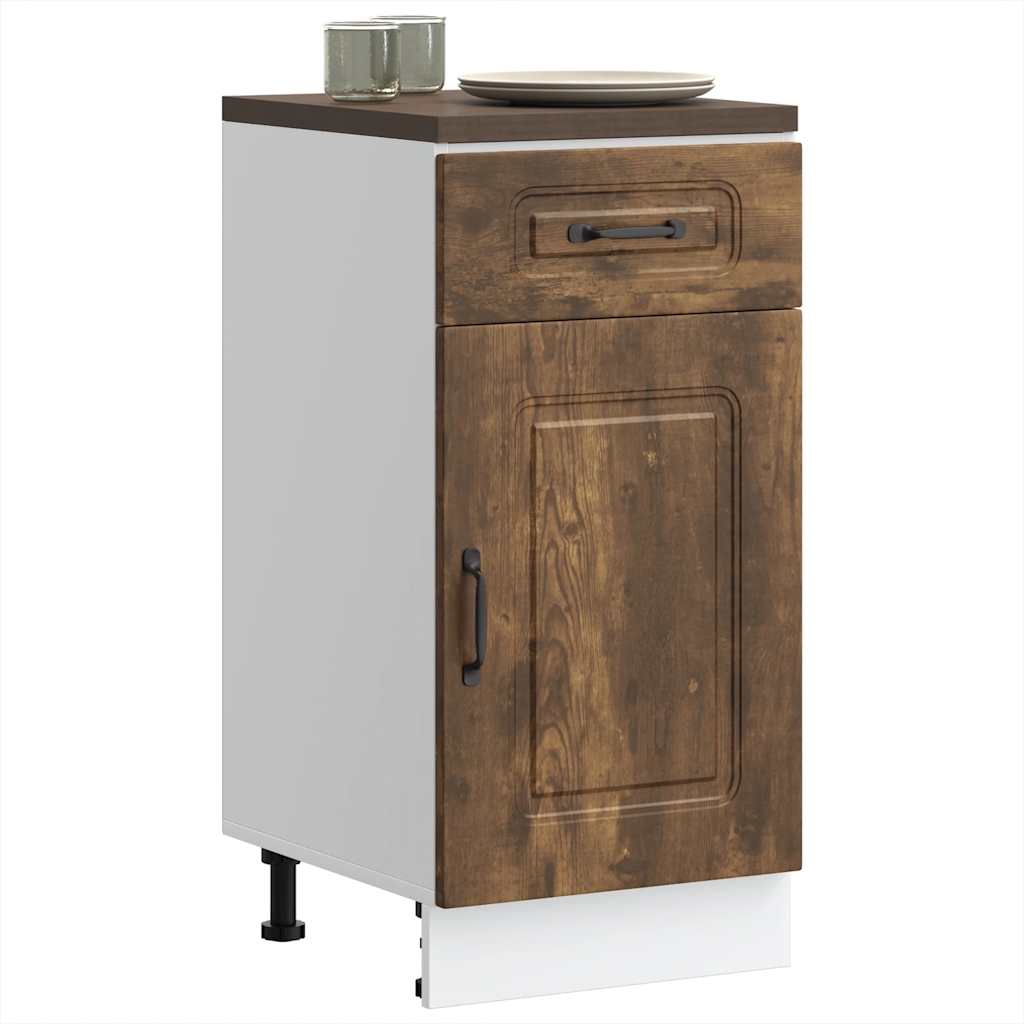 Onderkast Kalmar bewerkt hout gerookt eikenkleurig is nu te koop bij PeponiXL, paradijselijk wonen!