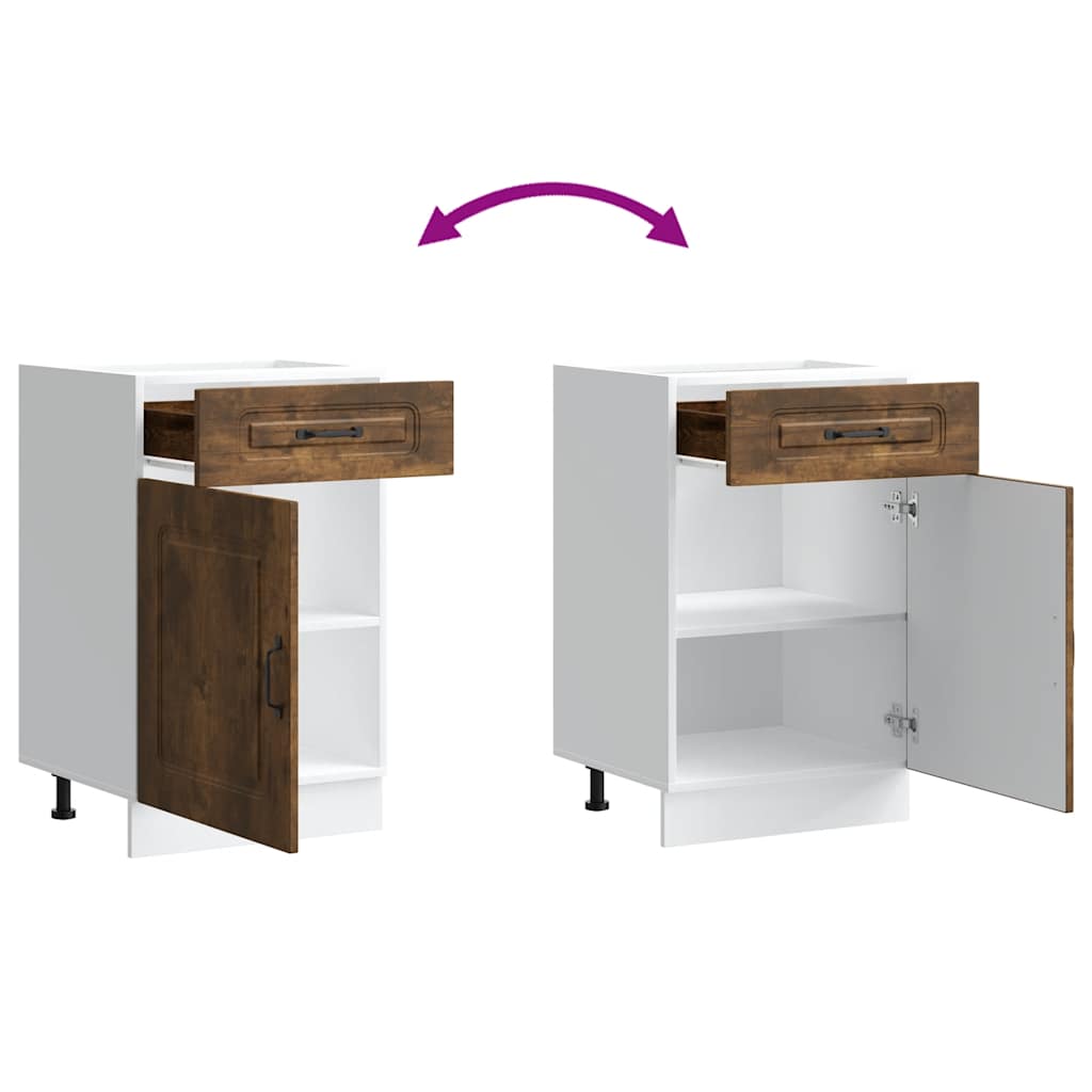 Onderkast Kalmar bewerkt hout gerookt eikenkleurig is nu te koop bij PeponiXL, paradijselijk wonen!