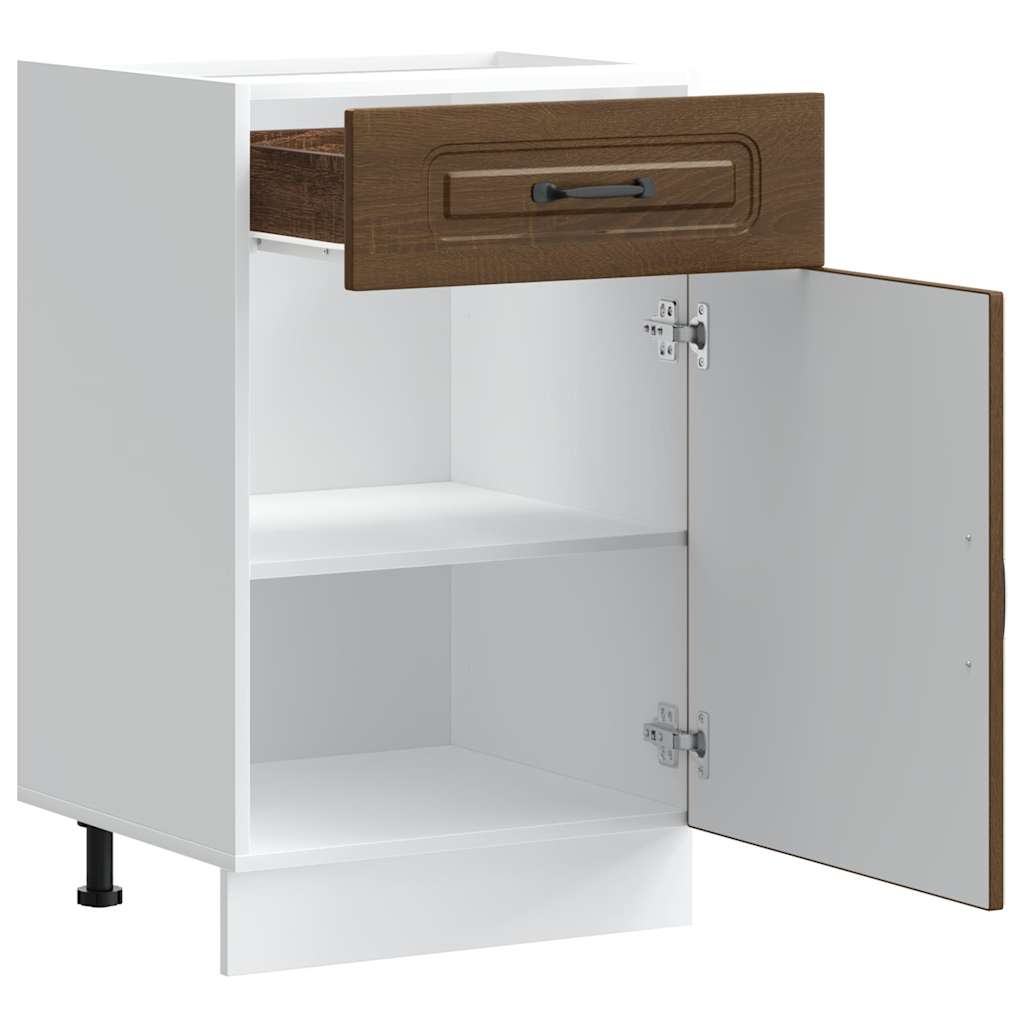 Onderkast Kalmar bewerkt hout bruin eikenkleur is nu te koop bij PeponiXL, paradijselijk wonen!