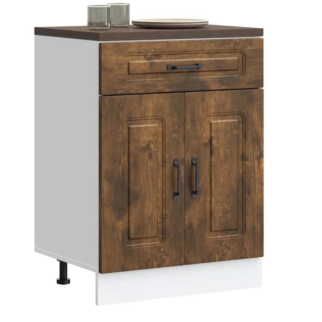 Onderkast Kalmar bewerkt hout gerookt eikenkleurig is nu te koop bij PeponiXL, paradijselijk wonen!