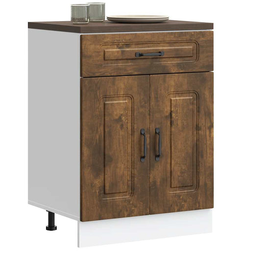 Onderkast Kalmar bewerkt hout gerookt eikenkleurig is nu te koop bij PeponiXL, paradijselijk wonen!