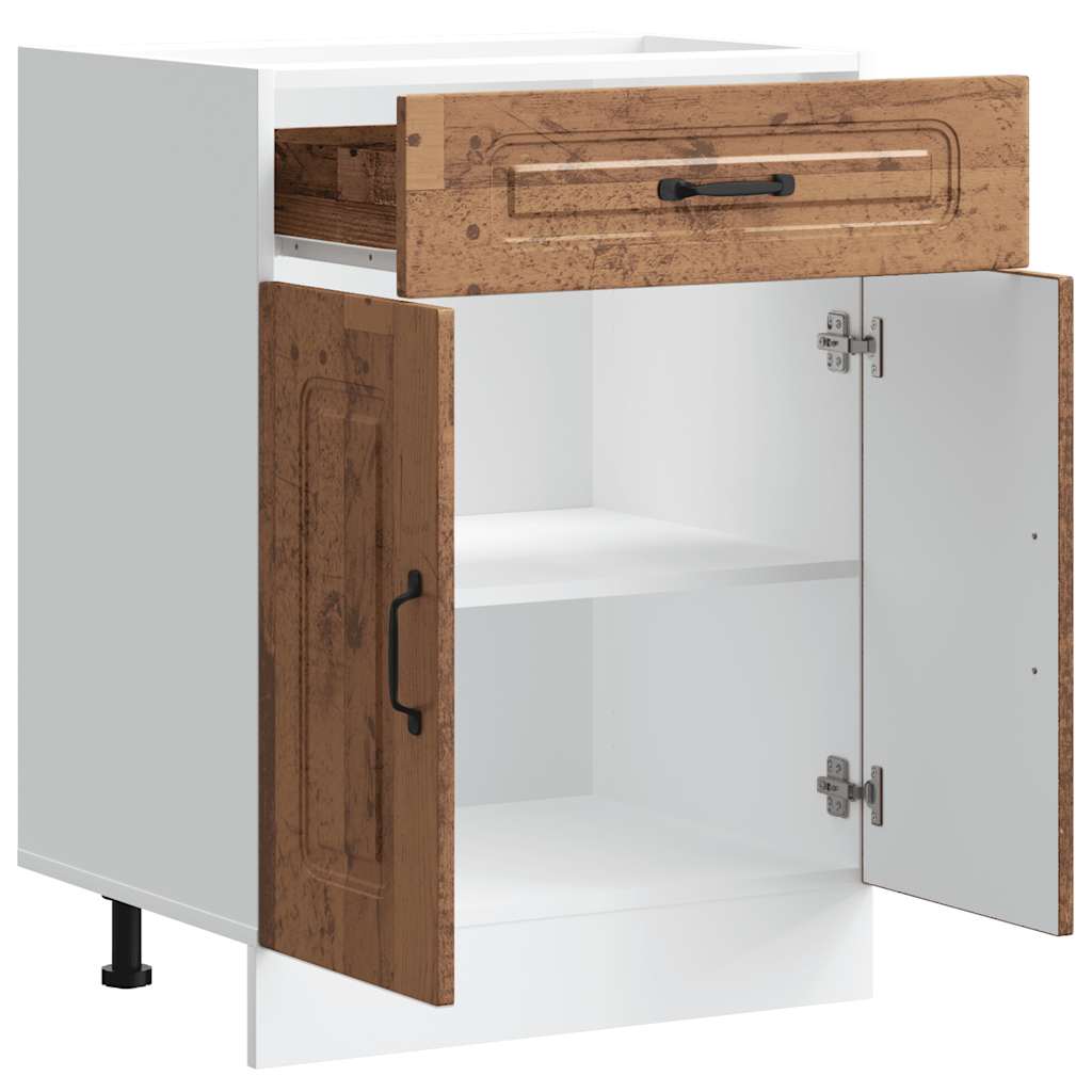 Onderkast Kalmar bewerkt hout oud houtkleurig is nu te koop bij PeponiXL, paradijselijk wonen!