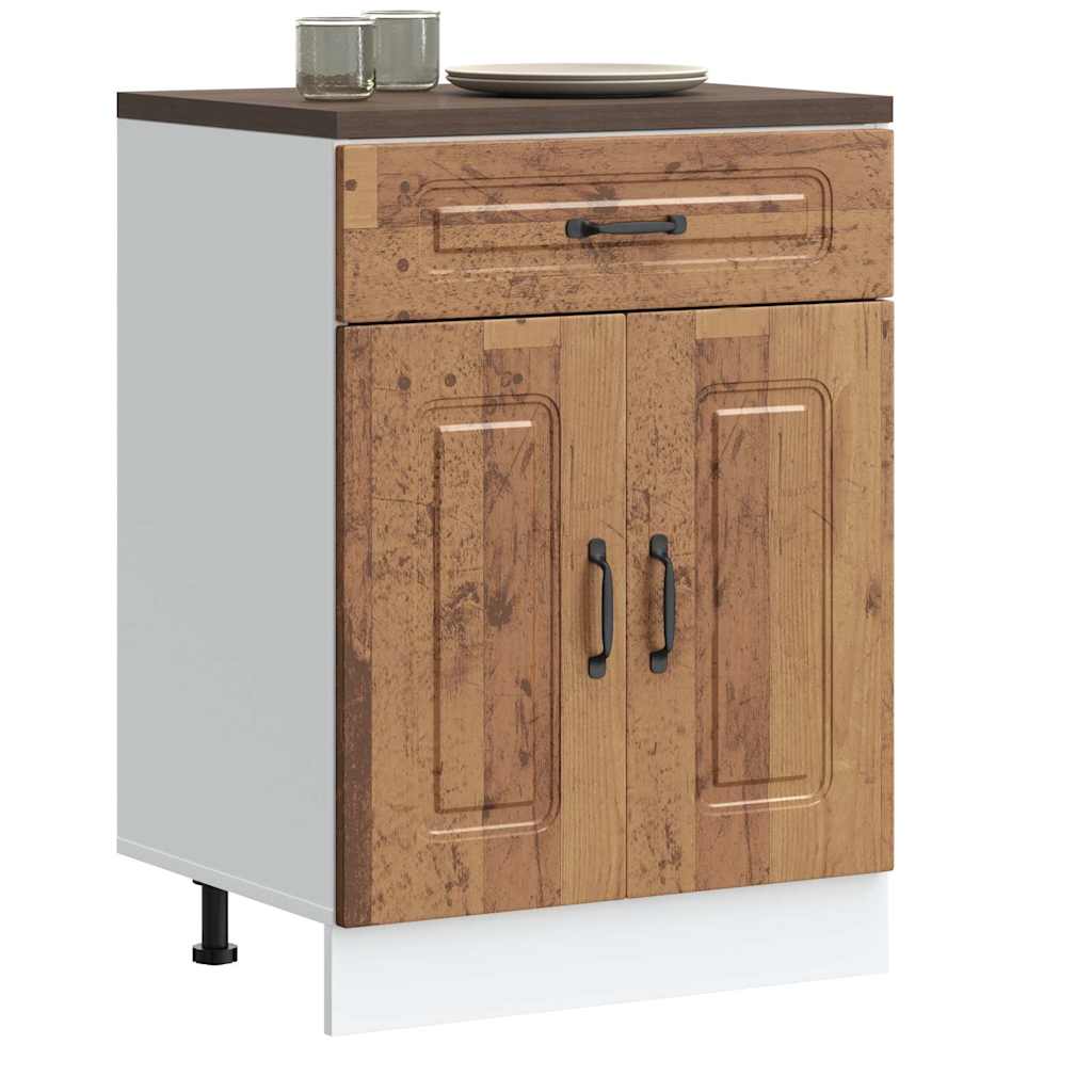 Onderkast Kalmar bewerkt hout oud houtkleurig is nu te koop bij PeponiXL, paradijselijk wonen!