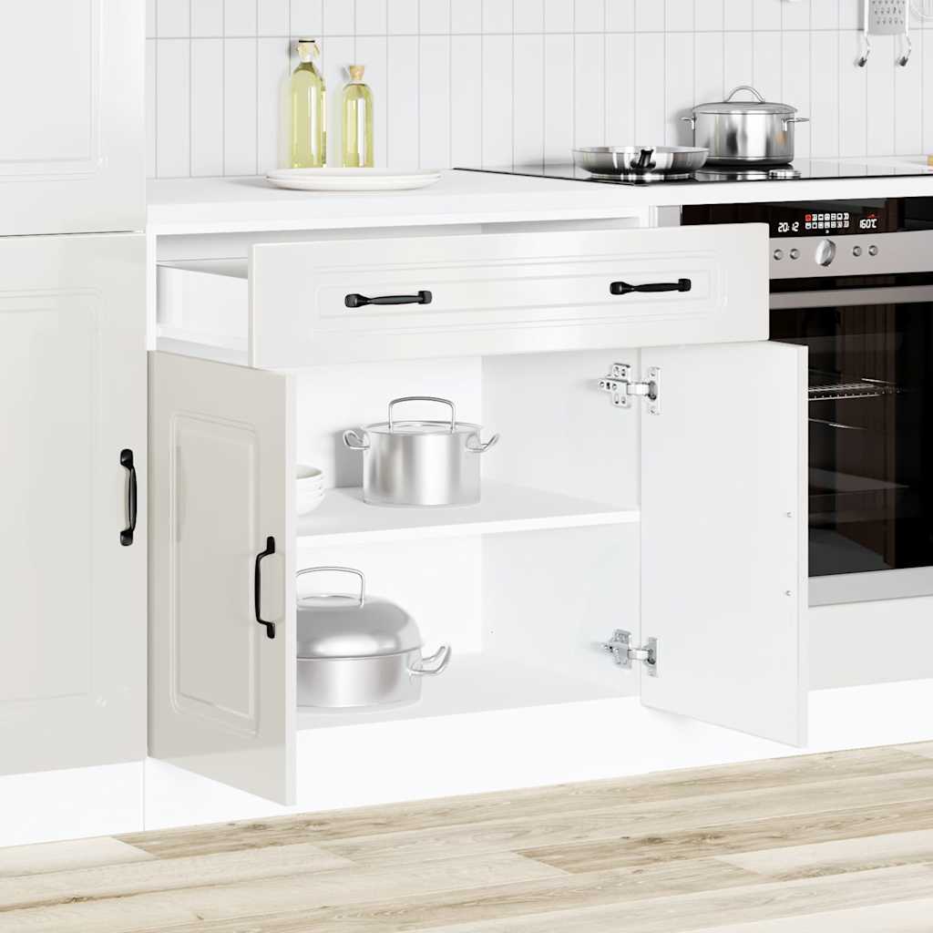 Onderkast Kalmar bewerkt hout hoogglans wit is nu te koop bij PeponiXL, paradijselijk wonen!
