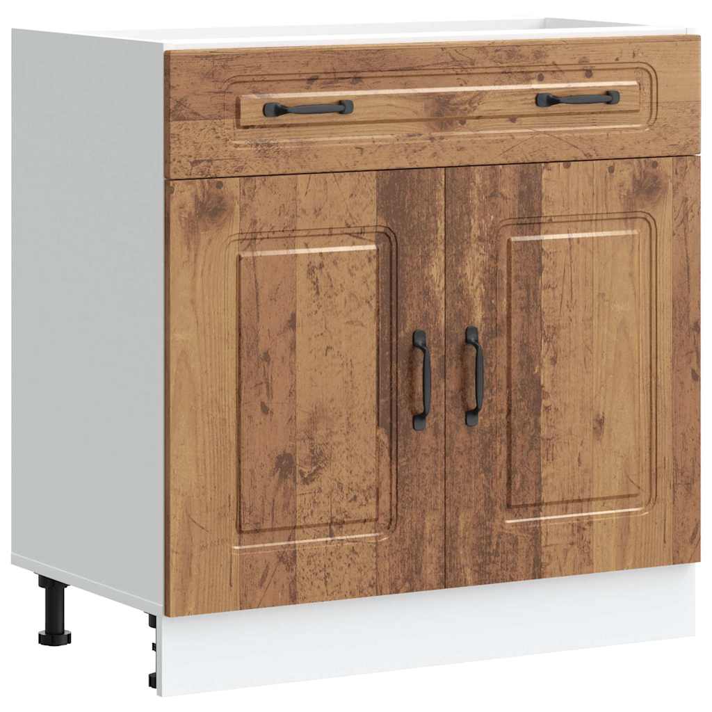 Onderkast Kalmar bewerkt hout oud houtkleurig is nu te koop bij PeponiXL, paradijselijk wonen!
