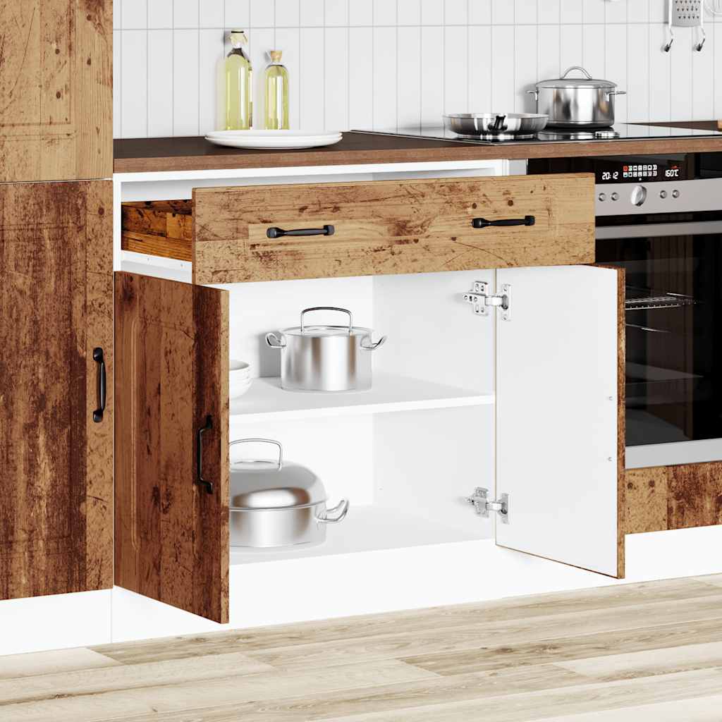 Onderkast Kalmar bewerkt hout oud houtkleurig is nu te koop bij PeponiXL, paradijselijk wonen!
