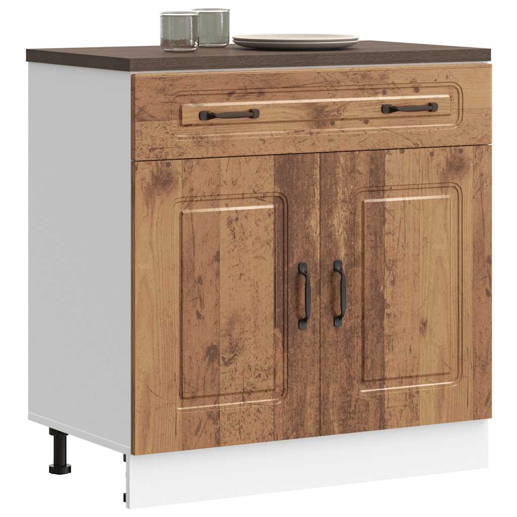 Onderkast Kalmar bewerkt hout oud houtkleurig is nu te koop bij PeponiXL, paradijselijk wonen!