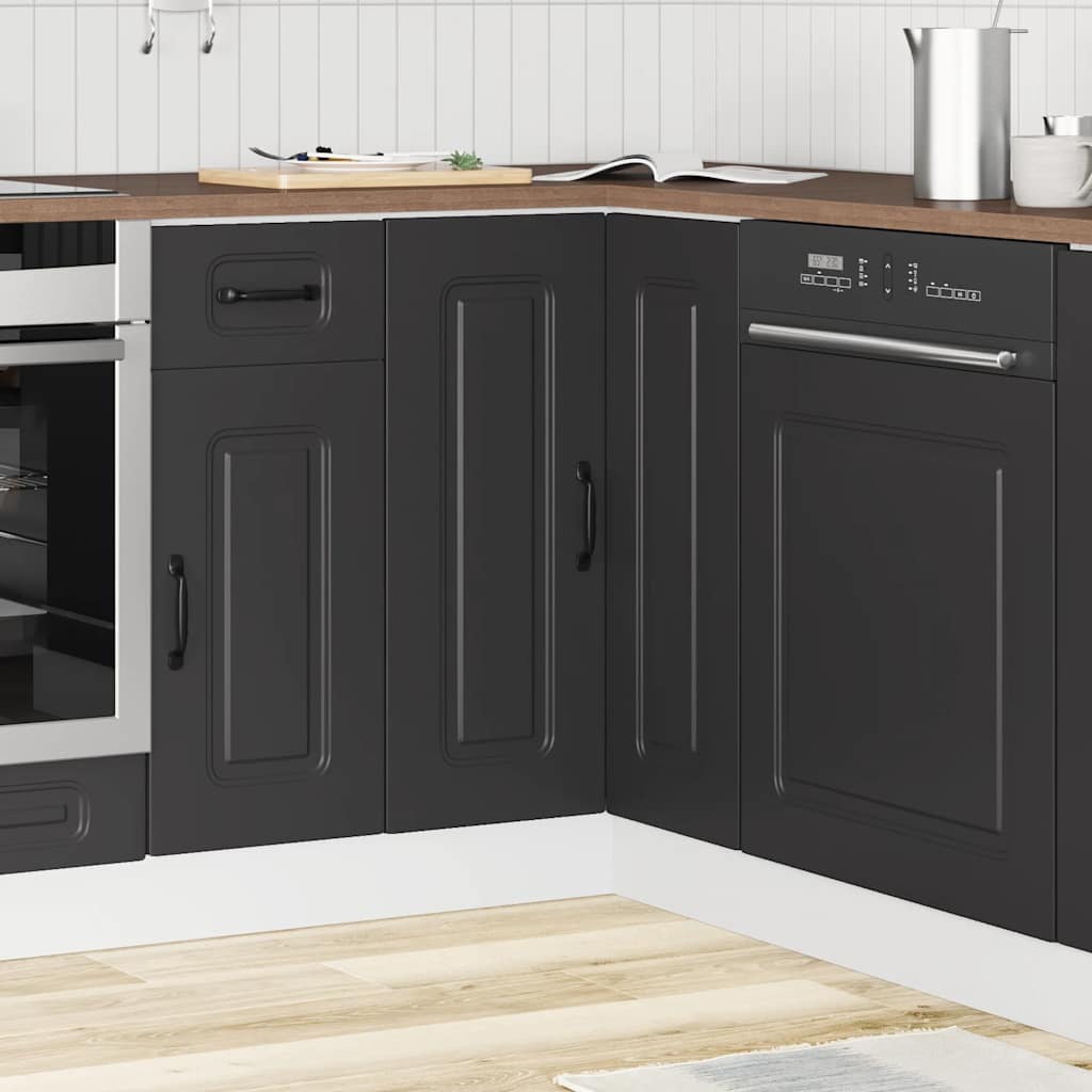 Hoekkeukenonderkast Kalmar bewerkt hout zwart is nu te koop bij PeponiXL, paradijselijk wonen!